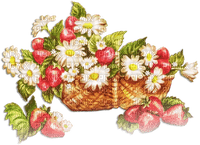 soave deco strawberry vintage fruit basket flowers - PNG gratuit