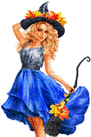 Woman.Witch.Halloween.Blue.Black - png gratuito