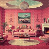 Retro Pink Living Room - фрее пнг