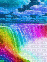 landscape -CASCADA_paysage_gif_animation_tube_Rainbow cascade-fond-water_BLUE DREAM 70 - GIF animé gratuit