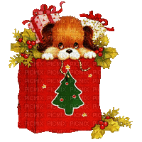 Kerst hond en kat - Бесплатный анимированный гифка