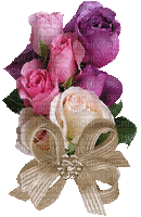 Pink & Purple Roses with Bow - Free animated GIF