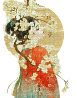 flower,girl,women,femme,moon, painting,china - png grátis