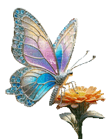 Mariposa en flor - GIF animado grátis