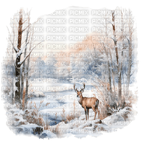 ♥❀❀❀❀ sm3 winter landscape white deer - Free PNG