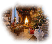 Christmas room fireplace sunshine3 - png ฟรี