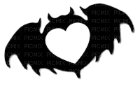 Devil horned bat winged circle with heart - Free PNG