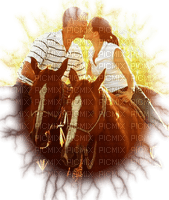 couple a cheval - png gratis