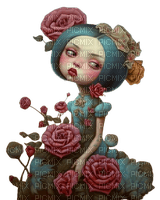 surreal girl blue pink flowers - δωρεάν png
