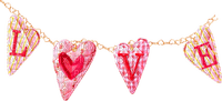Hanging.Hearts.Gold.Pink - Free PNG