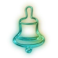 Deco-glowing-green-neon-bell - Free PNG