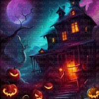 Colourful Halloween Scene - PNG gratuit
