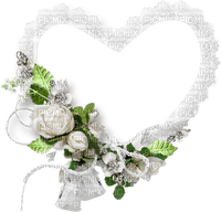 Corazón y flores blancas - png gratis