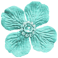 Teal Animated Flower - By KittyKatLuv65 - Free animated GIF