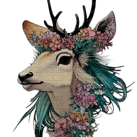 kikkapink deer fantasy flowers - png ฟรี