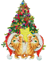Christmas tree and Kittens - Бесплатный анимированный гифка