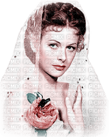 soave woman vintage face hedy lamarr pink teal - 免费PNG