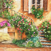 kikkapink vintage painting garden background gif - Ücretsiz animasyonlu GIF