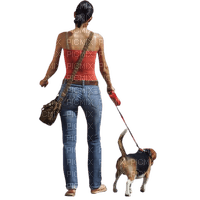 woman and dog - nemokama png