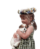 Petite fille avec son chien - gratis png