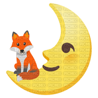 emojikitchen fox on moon - безплатен png