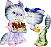 kikkapink deco scrap birthday cat friends - gratis png
