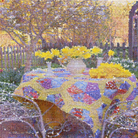 kikkapink background garden table painting gif - Gratis animerad GIF