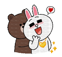 brown_&_cony love bunny bear brown cony gif anime animated animation tube cartoon liebe cher heart coeur - Zdarma animovaný GIF