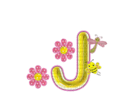 Kaz_Creations Alphabets Flowers-Bee Letter J - 無料png