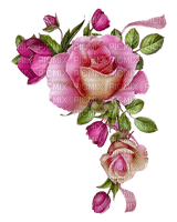 vintage pink roses corner sunshine3 - δωρεάν png