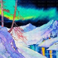Y.A.M._Winter background Northern lights - png gratis
