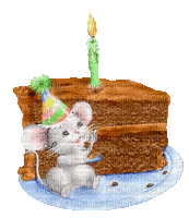Maus, Torte, Kerze - Gratis geanimeerde GIF