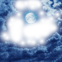 night blue clouds moon - PNG gratuit