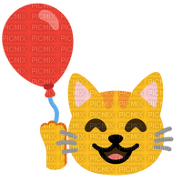 Happy cat with balloon Emoji Kitchen - ingyenes png