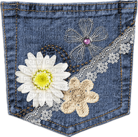 soave deco jeans denim pocket daisy flowers - PNG gratuit