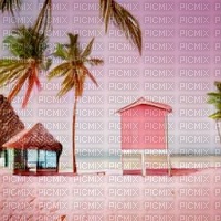Pink Beach with Beach Huts - nemokama png