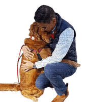 Man hugging dog-Samantha44 - PNG gratuit