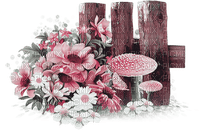 soave deco flowers fence deco mushrooms autumn - PNG gratuit