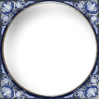 Blue.Flowers.Cadre.Frame.Round.Victoriabea - Free PNG