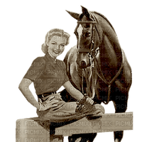 Woman and Horse sepia brown - ücretsiz png