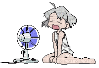 a girl & her fan - Free animated GIF