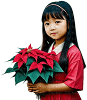 Girl with poinsettia - png grátis