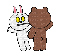 brown_&_cony love bunny bear brown cony gif anime animated animation tube cartoon liebe cher heart coeur - Δωρεάν κινούμενο GIF