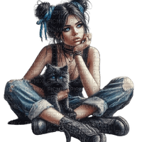 Girl. Cat. Leila - ücretsiz png