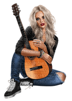 kvinna--gitarr-sitter--woman - png gratis