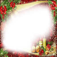 soave frame christmas branch bow candle ball red - безплатен png