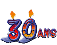 text 30ans anniversaire bougie nombre letter decoration  friends family gif anime animated animation tube lettre bleu - GIF animé gratuit
