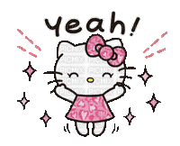 Hello kitty yeah yes cute kawaii mignon gif - GIF animado gratis