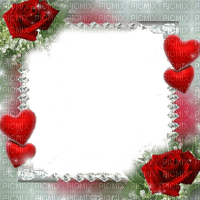 red rose heart frame deco rouge rose coeur cadre - Free PNG