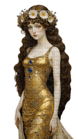 woman blue gold art deco nouveau - 免费PNG